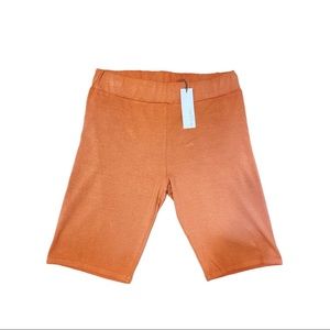 Michael Stars billye biker shorts power jersey terra camel brown color size L
